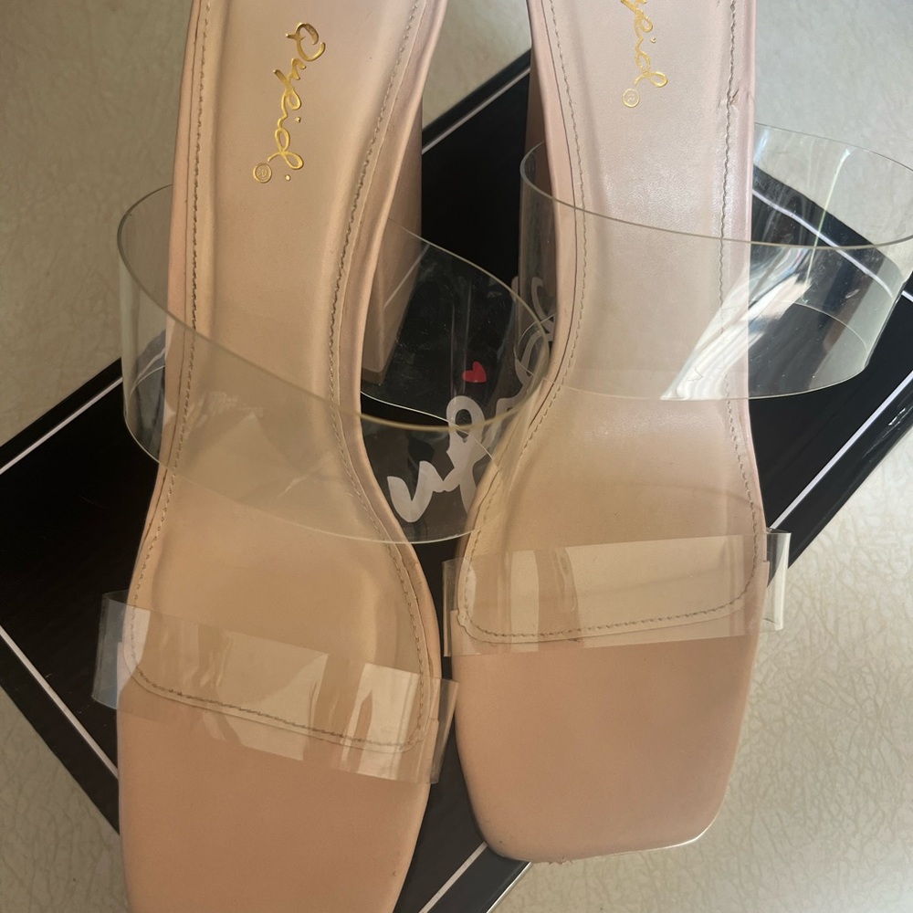 Cupid Chasity square toe block heel